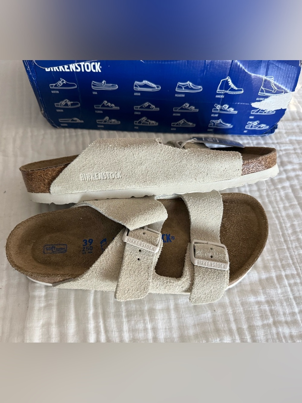 NWT Birkenstock Arizona Modern Suede Leather Sandals Size 39 Regular/Wide